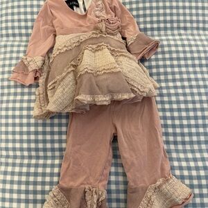 Pink Ruffled Two-Piece Girls Set